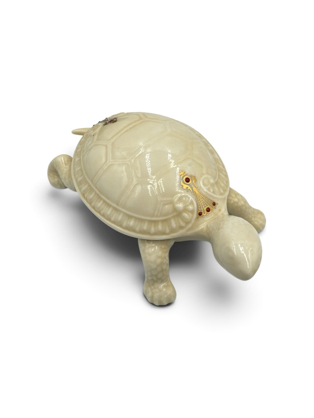 Vintage 1991 Lenox China Jewels Porcelain Turtle Figurine Gold Red 5.5”
